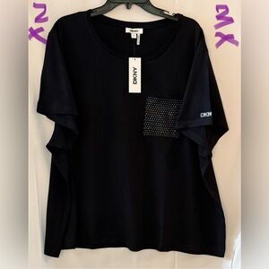 DKNY Black Top with Studded Pocket